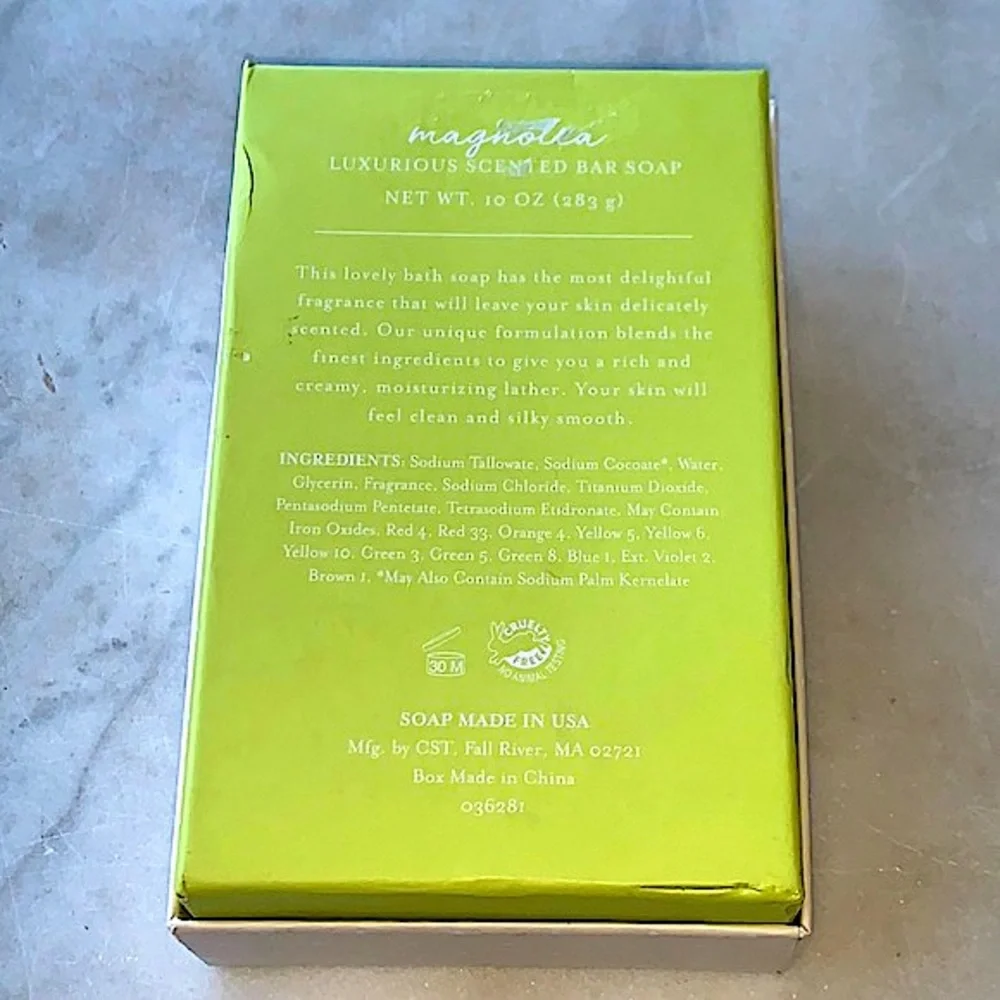 MAGNOLIA CST COMMONWEALTH LUXURIOUS SCENTED BAR SOAP NEW 10 oz